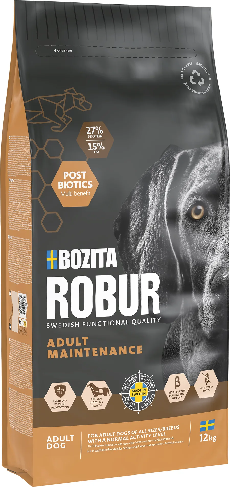 Säck med Bozita Robur Adult Maintenance torrfoder, 12 kg