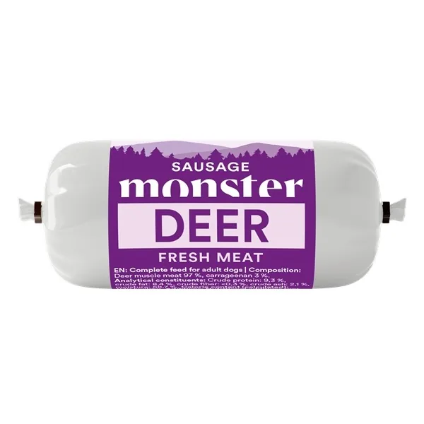 Monster Dog Sausage Deer, köttkorv för hund, 80 g
