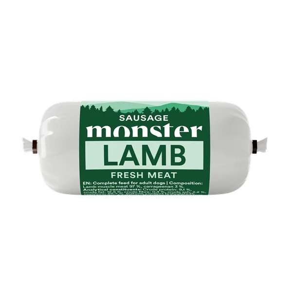 Monster Dog Sausage Lamb, köttkorv för hund, 80 g