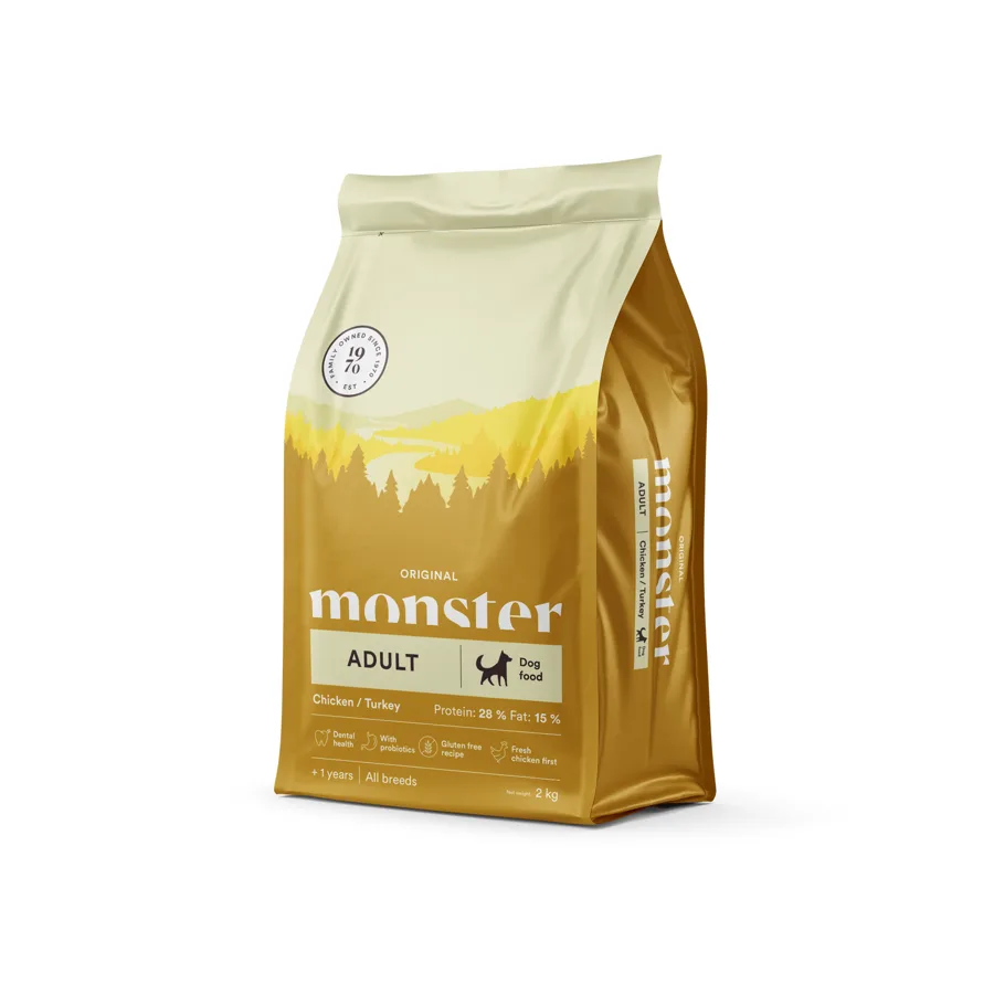 Påse med Monster Original Chicken/Turkey torrfoder, 2 kg