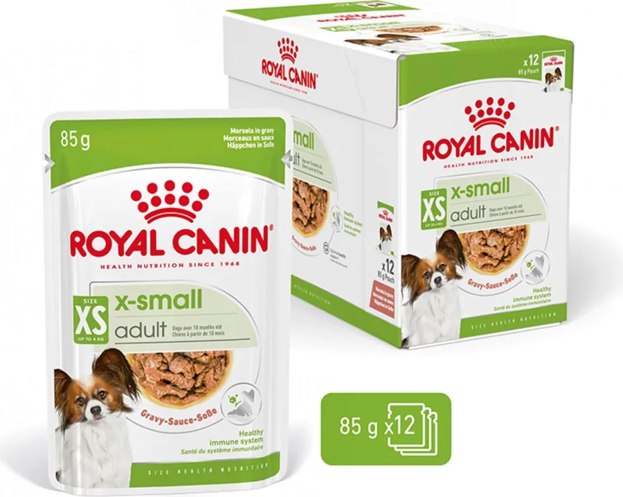 Royal Canin X-Small Adult Gravy, våtfoder, 12 påsar à 85 g