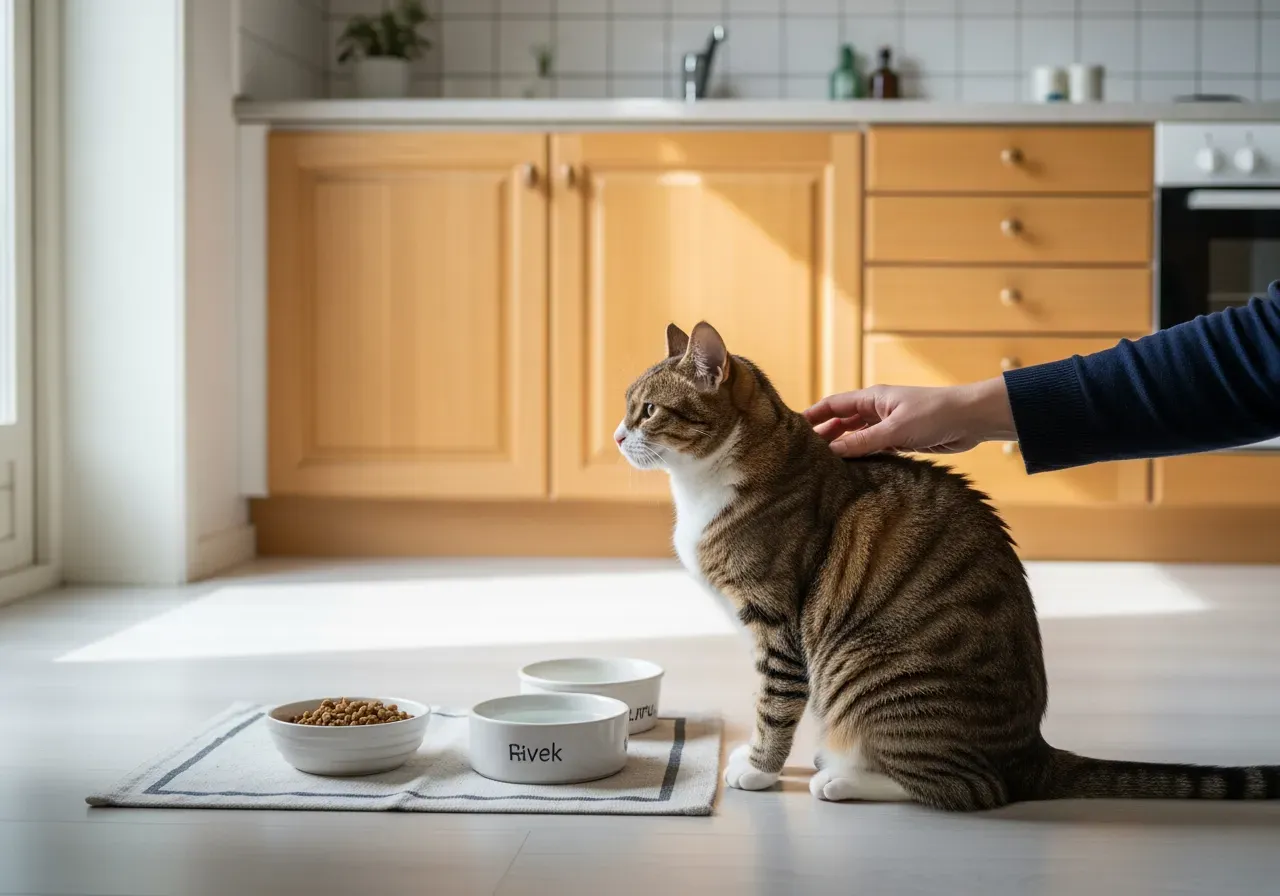 Portioner av torrfoder för katt
