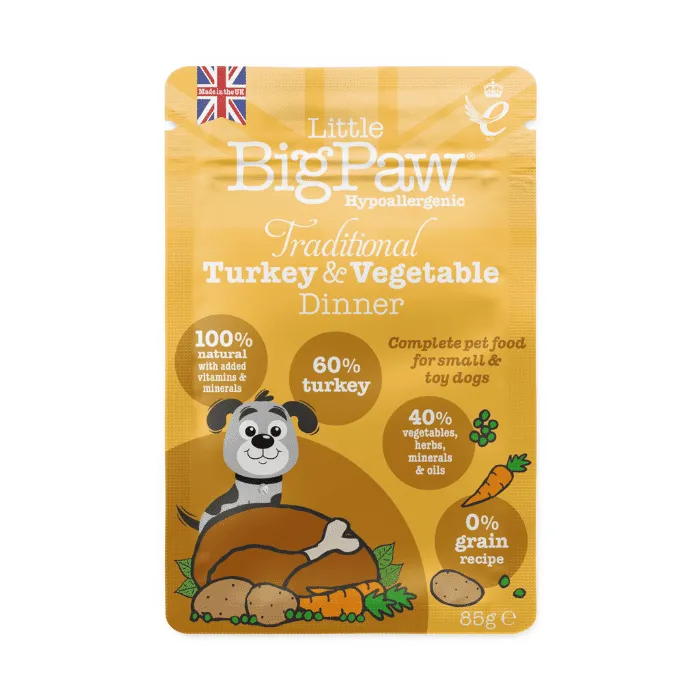 Little BigPaw Traditional Turkey & Vegetable Dinner 8x150g