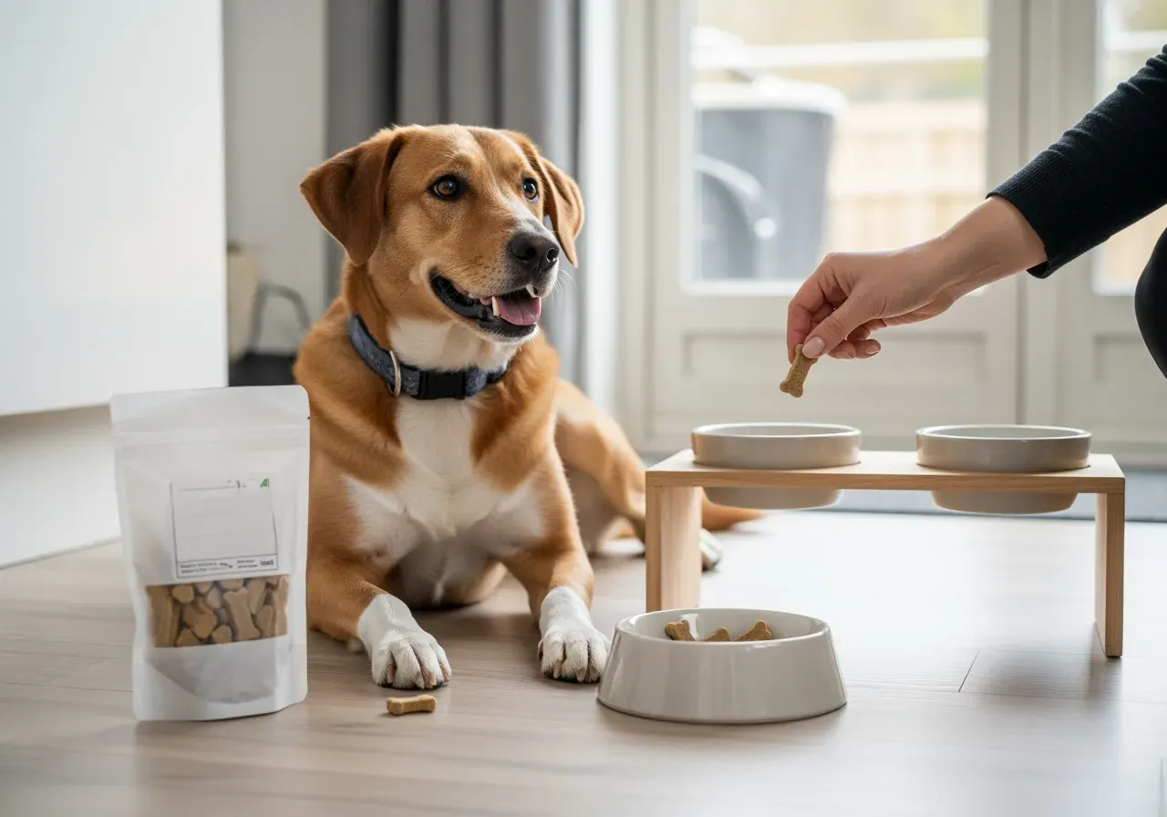 Tandvårdsgodis och tandborstning för hund